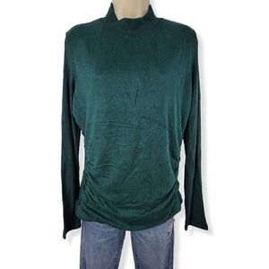 BCX Green Mock collar Sweater with side ruching Large Juniors